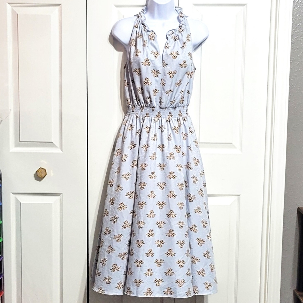 Ann Taylor Factory Dress Pastel Light Blue Floral Ruffles Flowey Sleevel… - Picture 1 of 8